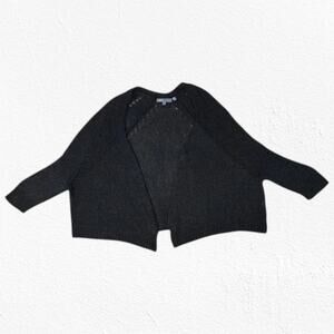 Vince Black Open Knit Open Front Quarter Sleeve Cropped Cardigan Size Small